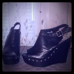 Black platform Wedges